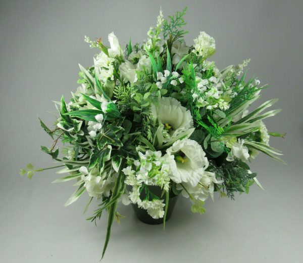 Flower arrangement in pot/vase all Round Artificial/Silk flowers 33cm FREE P&P